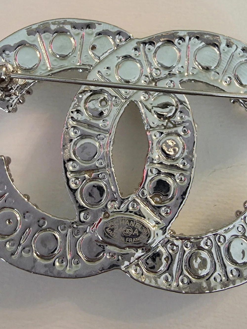 Authentic CHANEL Pearl & Crystal CC Brooch | Oversized Interlocking CC